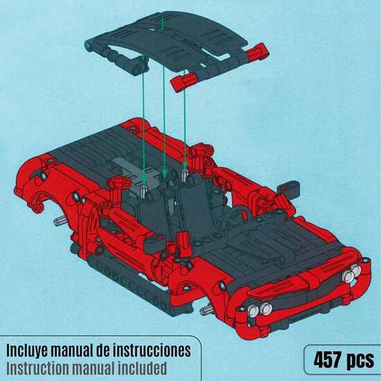 JUEGO CONSTRUCCION COCHE RACING RETROFRICCION 457 PIEZAS. 12X23.5X7.3 CM image 3