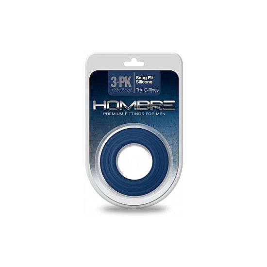 HOMBRE SNUG FIT SILICONE THIN C-RINGS - 3 PACK - NAVY image 1