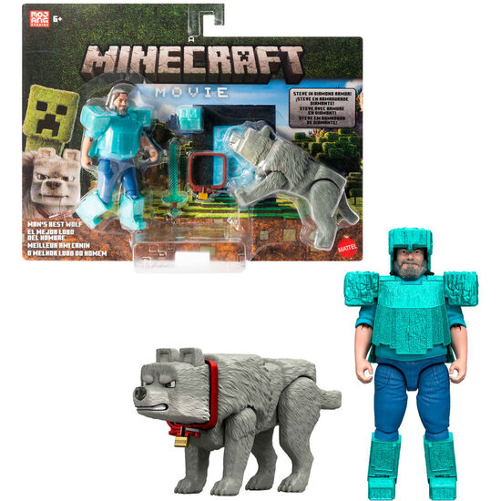 SET 2 FIGURAS STEVE & WOLF MINECRAFT LA PELICULA image 0