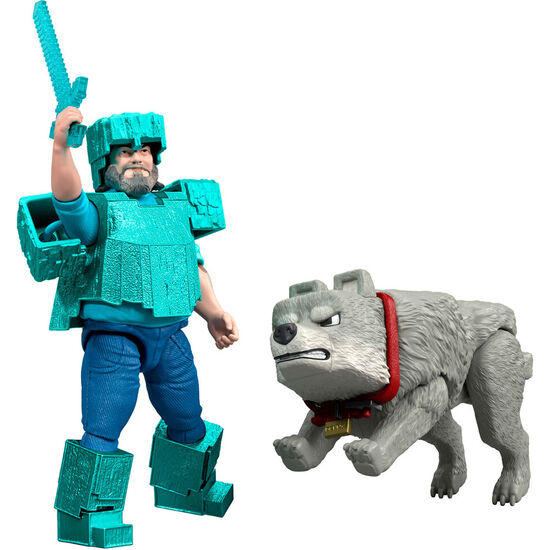 SET 2 FIGURAS STEVE & WOLF MINECRAFT LA PELICULA image 1