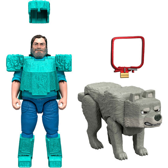 SET 2 FIGURAS STEVE & WOLF MINECRAFT LA PELICULA image 2