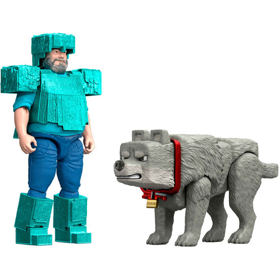 SET 2 FIGURAS STEVE & WOLF MINECRAFT LA PELICULA image 3