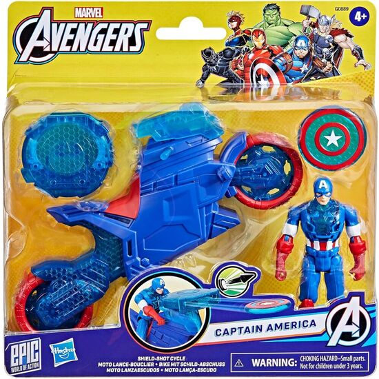MOTO LANZAESCUDOS + FIGURA CAPITAN AMERICA LOS VENGADORES AVENGERS MARVEL image 0