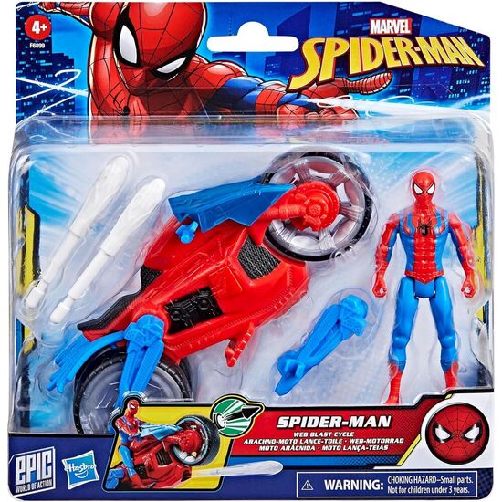 MOTO ARACNIDA + FIGURA SPIDERMAN EPIC WORLD OF ACTION SPIDER-MAN MARVEL image 0