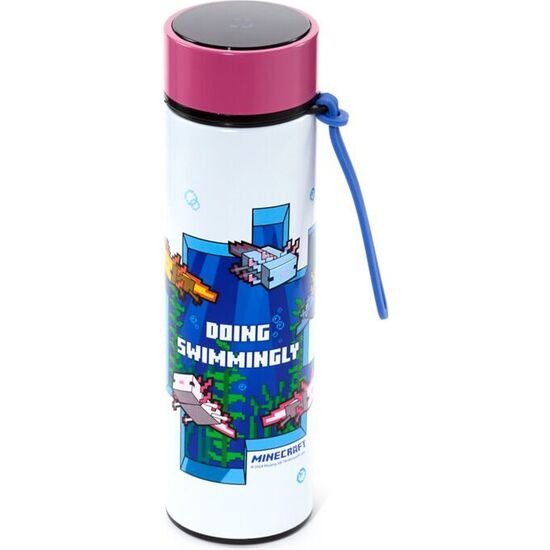 BOTELLA ACERO INOXIDABLE TERMO AJOLOTE MINECRAFT TERMOMETRO 450ML image 0