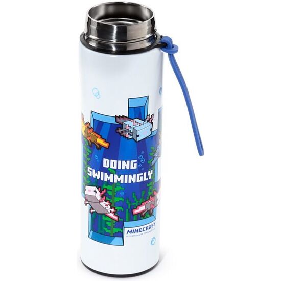 BOTELLA ACERO INOXIDABLE TERMO AJOLOTE MINECRAFT TERMOMETRO 450ML image 1