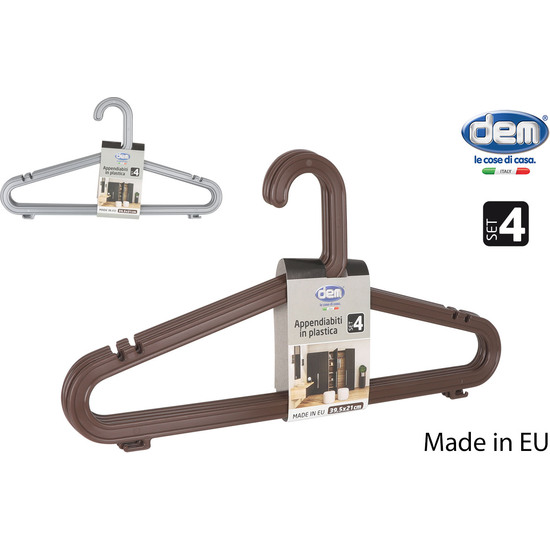 SET 4 PERCHAS PLASTICO GRIS/MARRON MENG image 0