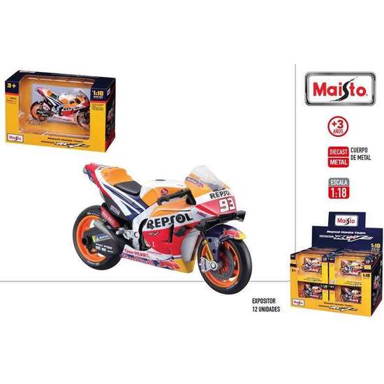 MOTO METAL GP REPSOL HONDA TEAM 2021 93 ALEX MARQUEZ.ESCALA 1:18  - MODELOS SURTIDOS image 0