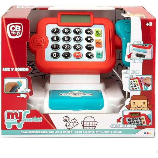 CAJA REGISTRADORA CON LUZ , SONIDO Y CALCULADORA. INCLUYE 15 PIEZAS. 24,5X14,5X19,5 CM image 0