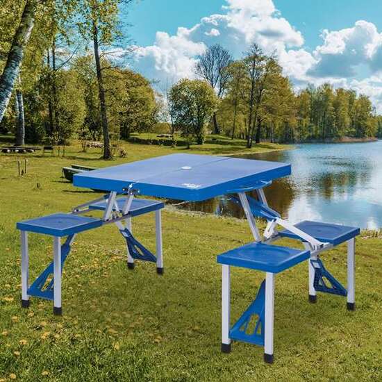 MESA CAMPING ALUMINIO CON ASIENTOS 85X64X67CM image 2