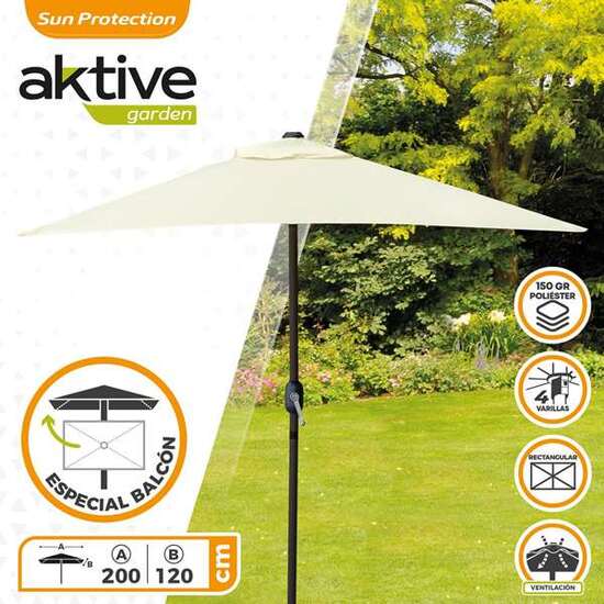 PARASOL TERRAZA 200X120 CM CON MASTIL DE ALUMINIO 3.8 CM COLOR CREMA image 1