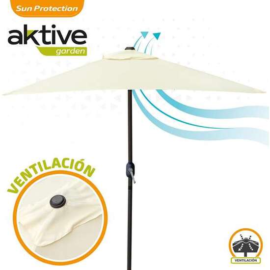 PARASOL TERRAZA 200X120 CM CON MASTIL DE ALUMINIO 3.8 CM COLOR CREMA image 2