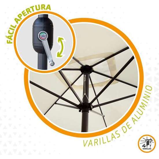 PARASOL TERRAZA 200X120 CM CON MASTIL DE ALUMINIO 3.8 CM COLOR CREMA image 3