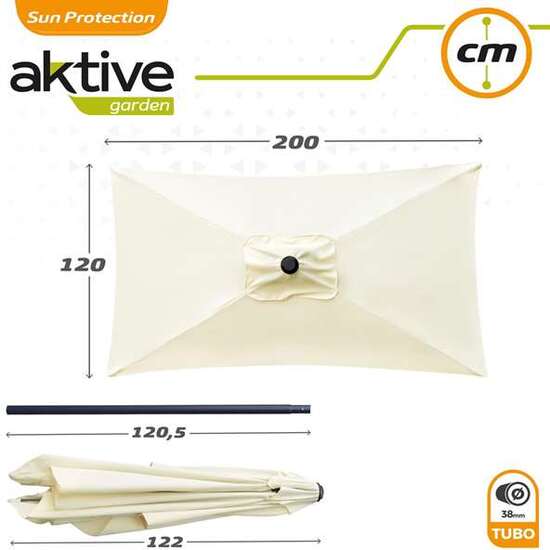 PARASOL TERRAZA 200X120 CM CON MASTIL DE ALUMINIO 3.8 CM COLOR CREMA image 5