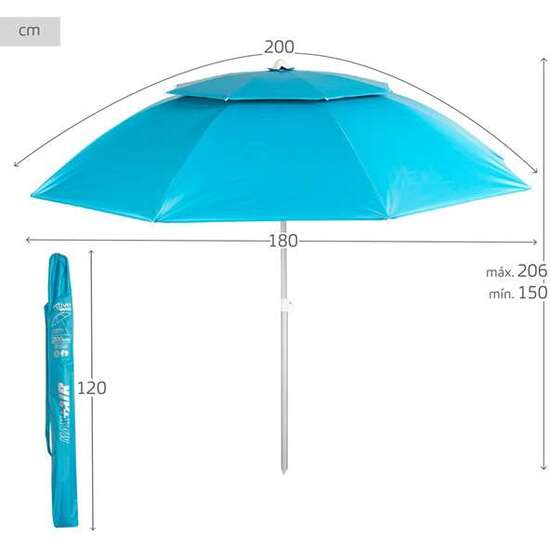 PARASOL DIAMETRO 200 CM CON VENTANA TUBO DE ALUMINIO Y VARILLAS DE FIBRA. image 3