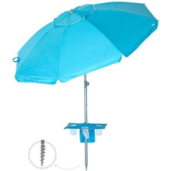 PARASOL DIAMETRO 210 CM  CON MESA PLEGABLE. COLOR AZUL. image 0