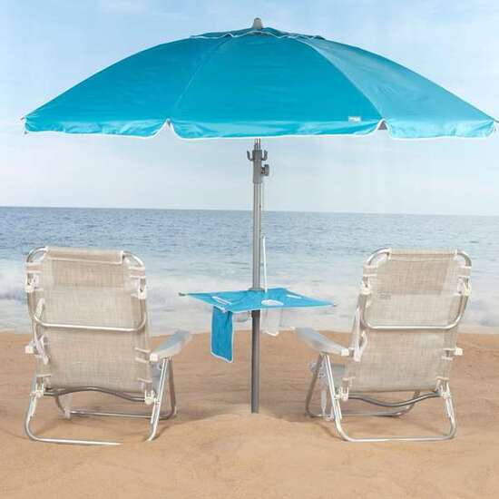 PARASOL DIAMETRO 210 CM  CON MESA PLEGABLE. COLOR AZUL. image 1