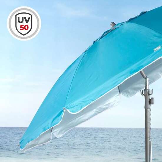 PARASOL DIAMETRO 210 CM  CON MESA PLEGABLE. COLOR AZUL. image 2