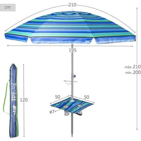 PARASOL DIAMETRO 210 CM CON MESA PLEGABLE Y PARASOL LATERAL.TUBO 28/32 CM. image 3