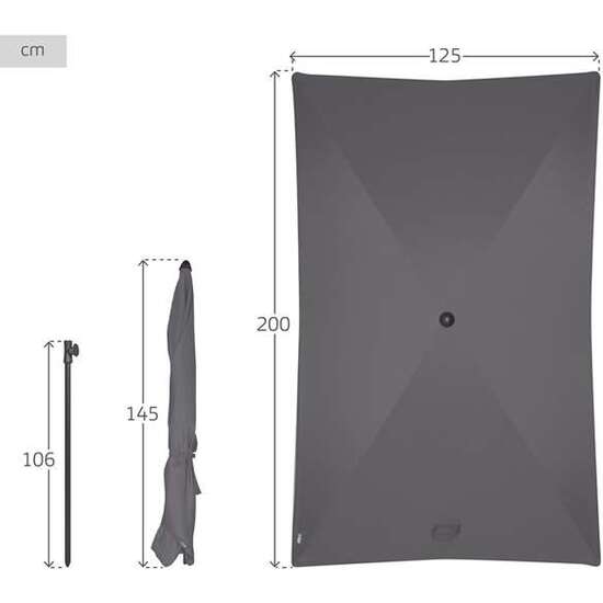 PARASOL TERRAZA BALCON ORIENTABLE 125X200 CM POLYESTER COLOR ANTRACITA. image 3