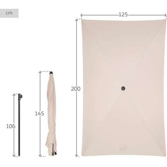 PARASOL TERRAZA BALCON ORIENTABLE 125X200 CM POLYESTER COLOR CREMA image 3