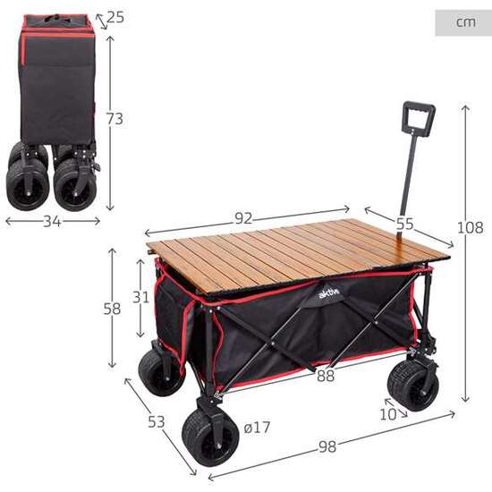 CARRO DE PLAYA PLEGABLE 88X47X58/108 CM CON RUEDAS 17X10CM image 3