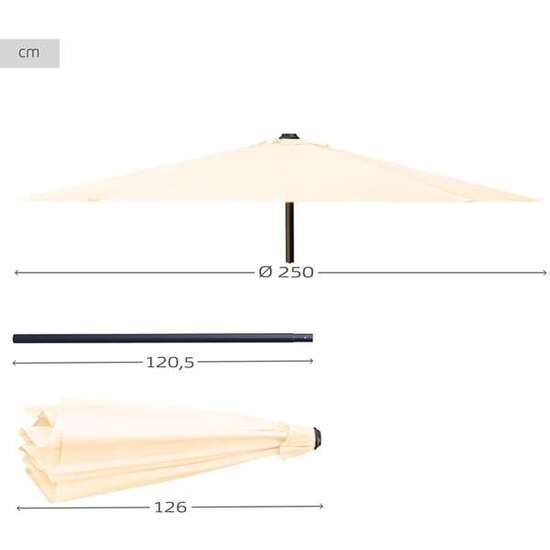 PARASOL DE TERRAZA DIAMETRO 250 CM CON VENTANA Y MASTIL DE ALUMINIO DIAMETRO 3.4 CM COLOR CREMA image 3