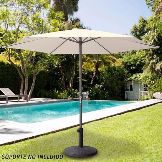 PARASOL DE TERRAZA DIAMETRO 250 CM CON VENTANA Y MASTIL DE ALUMINIO DIAMETRO 3.4 CM COLOR MARRON image 1