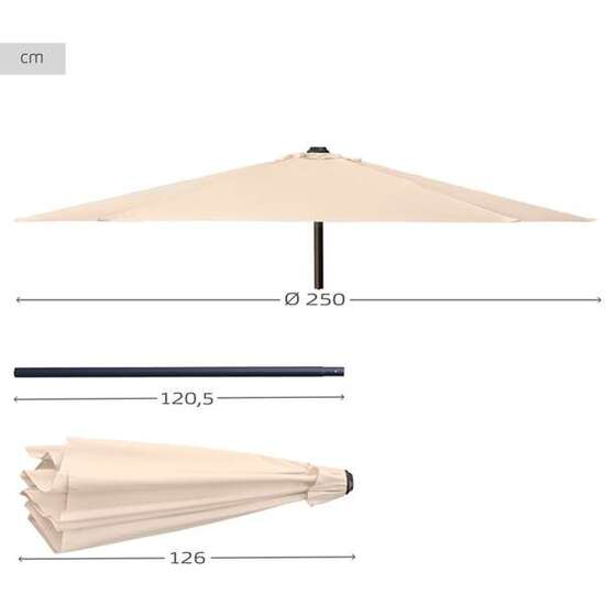PARASOL DE TERRAZA DIAMETRO 250 CM CON VENTANA Y MASTIL DE ALUMINIO DIAMETRO 3.4 CM COLOR MARRON image 3