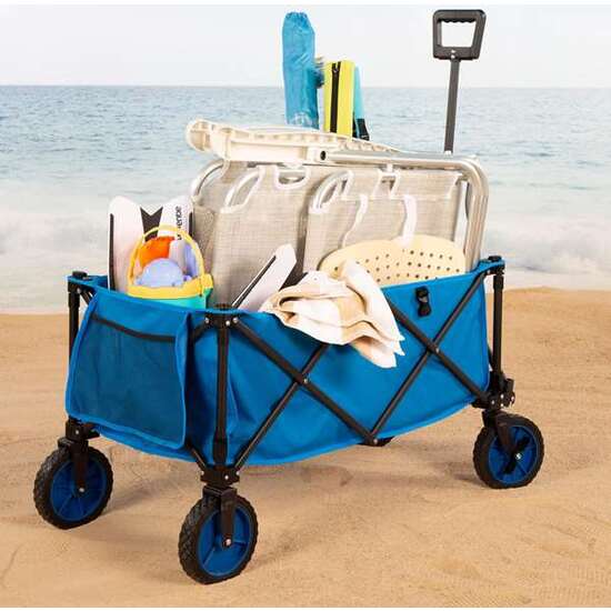 CARRO DE PLAYA PLEGABLE 88X47X53/108 CM CON BOLSILLO LATERA image 2