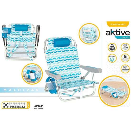 SILLA DE PLAYA XL MOCHILA 66X65X72.5CM CON BOLSA NEVERA image 0