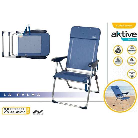 SILLA DE PLAYA PLEGABLE ALUMINIO 4 POSICIONES 65X60X43/108 CM image 0