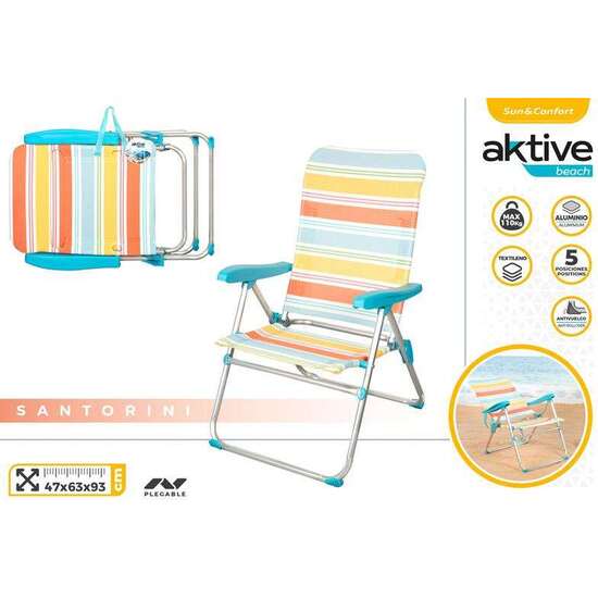 SILLA PLEGABLE ALUMINIO 5 POSICIONES CON ASA 47X63X93 CM image 0