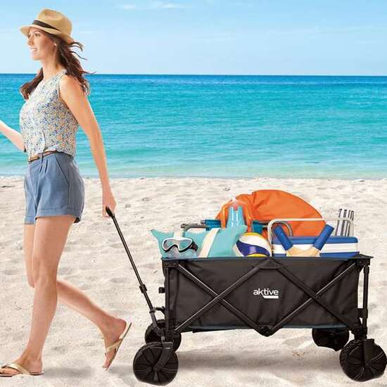 CARRO DE PLAYA PLEGABLE 91X49X99CM CON RUEDAS GRANDES. image 1
