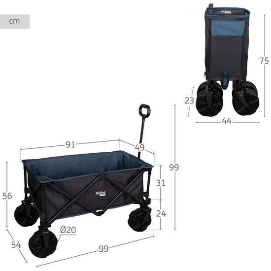 CARRO DE PLAYA PLEGABLE 91X49X99CM CON RUEDAS GRANDES. image 3