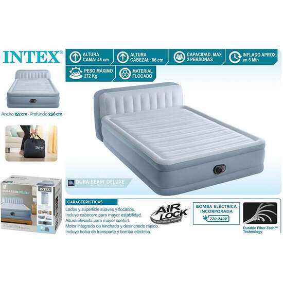CAMA AIRE DURA-BEAM DELUXE PLUSH HEADBOARD 152X236X86CM ALTURA 46 CM SOPORTA 272 KG. image 0