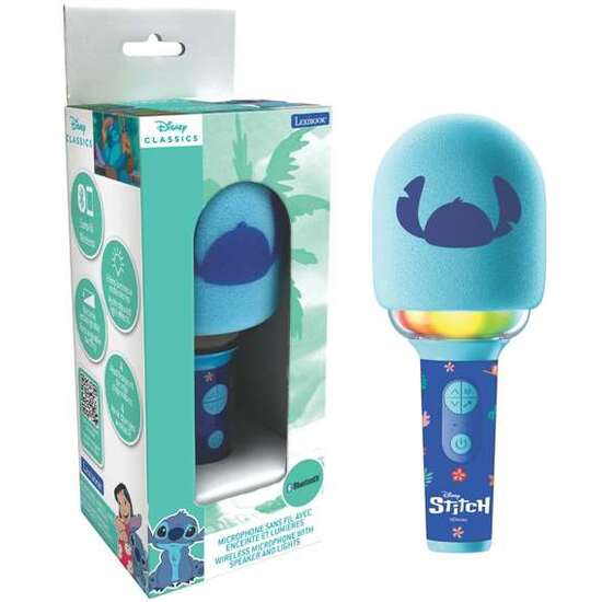 MICRÓFONO KARAOKE STITCH  BLUETOOTH/INALÁMBRICO CON SONIDO Y LUZ image 0