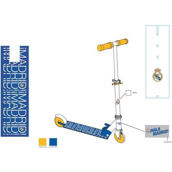 PATINETE ALUMINIO REAL MADRID 2 RUEDAS 80X55,5X9,5 CM image 1