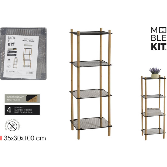 ESTANTERIA METALBAMBU CUAD.4 NIVEL MOBLEKIT image 0
