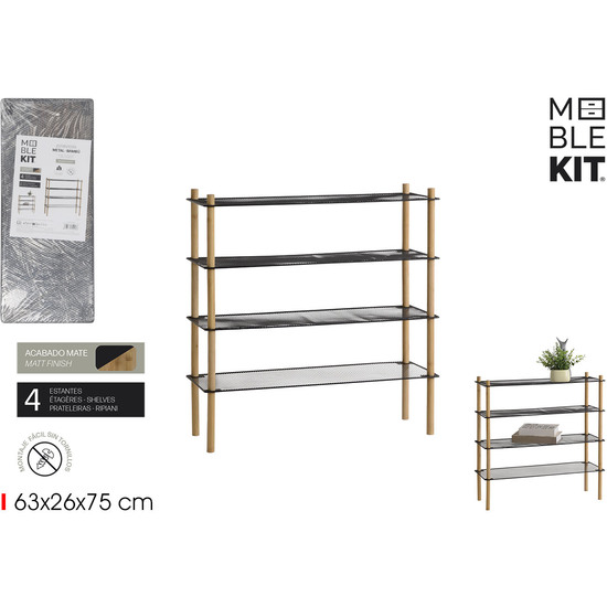 ESTANTERIA METALBAMBU RECT.4 NIVEL MOBLEKIT image 0
