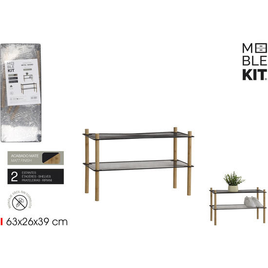 ESTANTERIA METALBAMBU RECT.2 NIVEL MOBLEKIT image 0