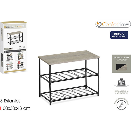 ESTANTERIA 3 NIVELES MADERAMETAL CONFORTIME image 0