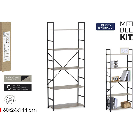 ESTANTERIA 5 NIV.METALMADERA BLACK MOBLEKIT image 0