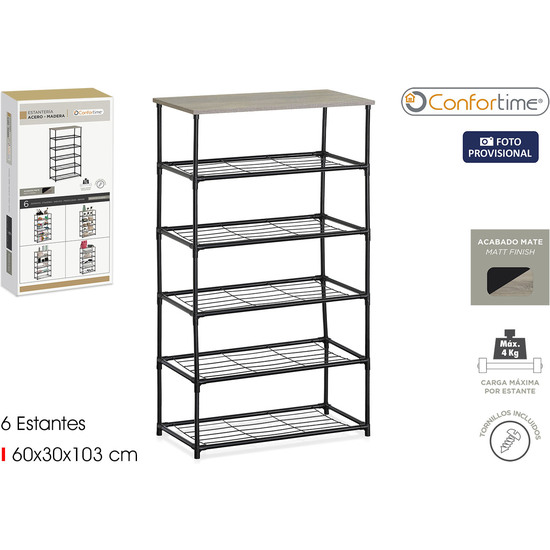 ESTANTERIA 6 NIVELES MADERAMETAL CONFORTIME image 0