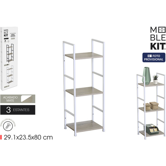ESTANTERIA 3 NIV.METALMADERA WHITE MOBLEKIT image 0