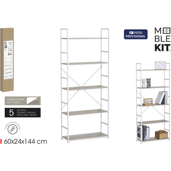 ESTANTERIA 5 NIV.METALMADERA WHITE MOBLEKIT image 0