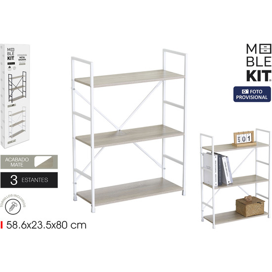 ESTANTERIA 3 NIV.METALMADERA WHITE MOBLEKIT image 0