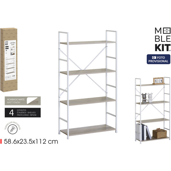 ESTANTERIA 4 NIV.METALMADERA WHITE MOBLEKIT image 0