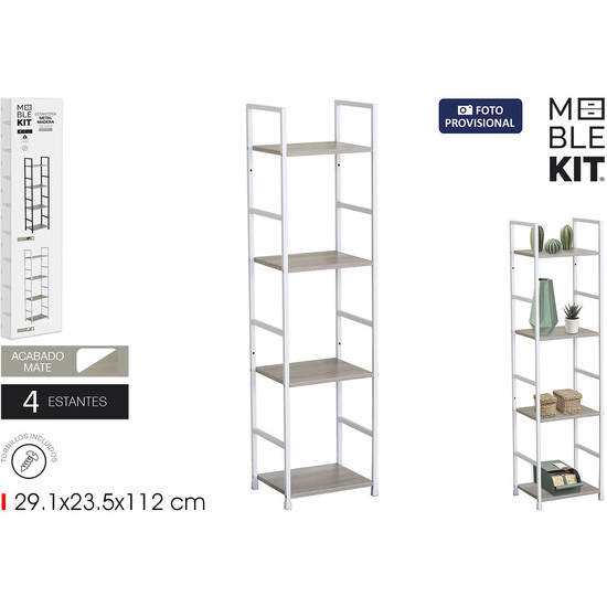 ESTANTERIA 4 NIV.METALMADERA WHITE MOBLEKIT image 0