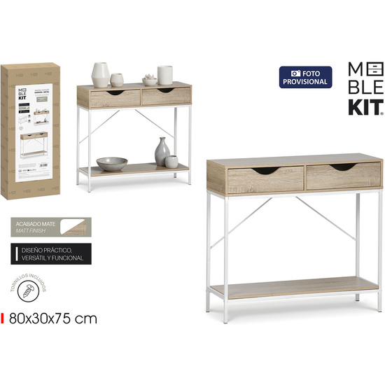 MUEBLE CON 2 CAJONES MADERAMETAL MOBLEKIT image 0